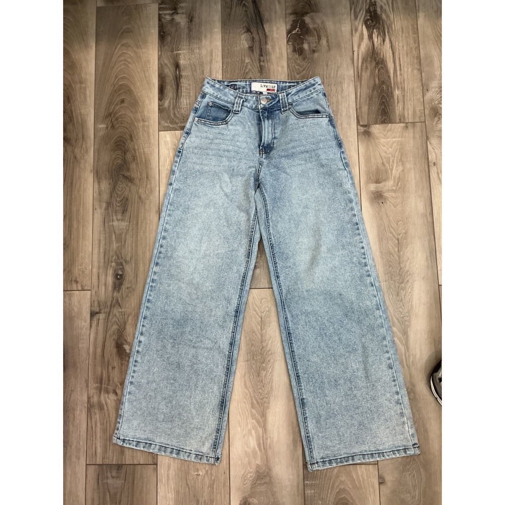 Love Cult Denim Womens Light Wash High Waisted Wide Leg Jeans Size 1